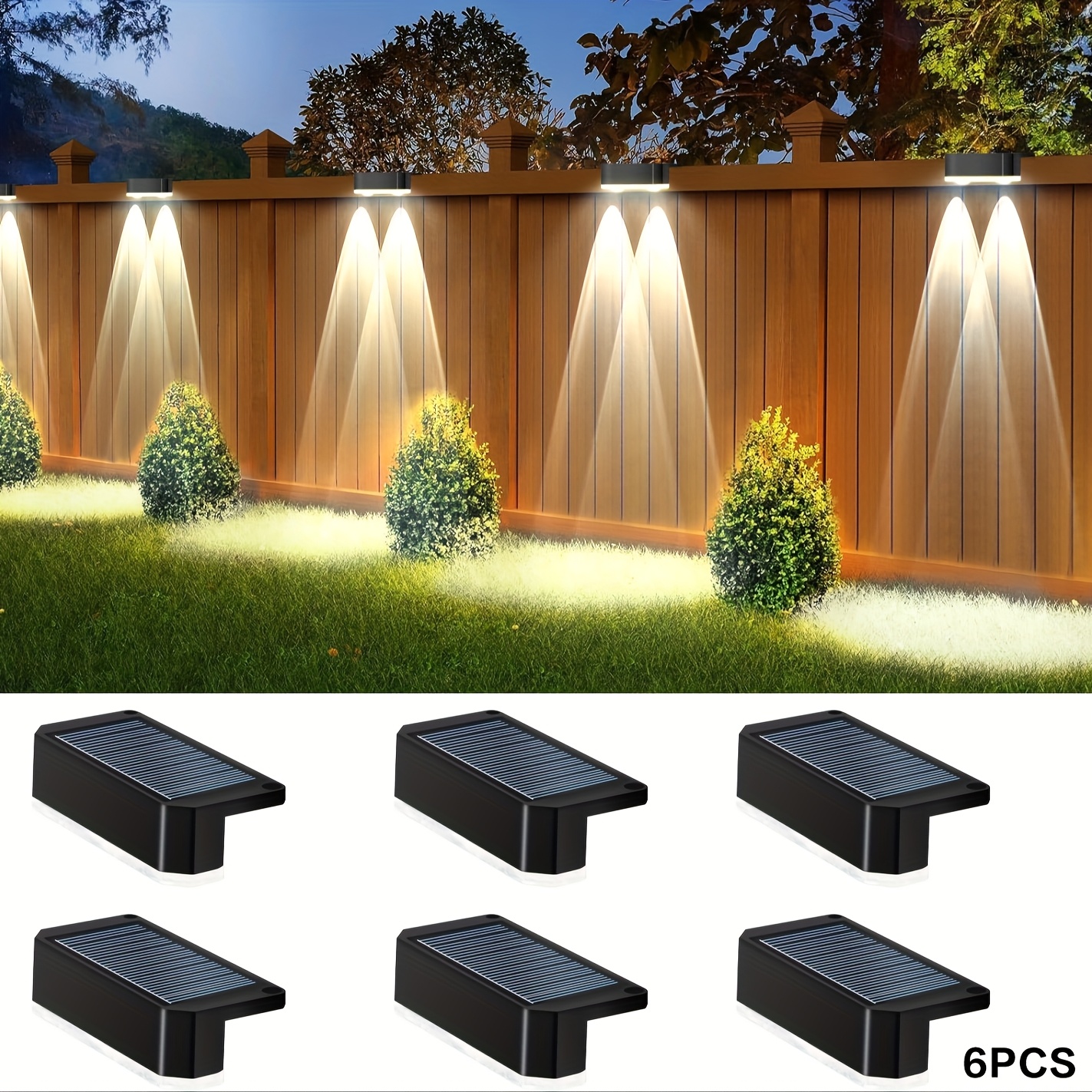TEMU 6 pezzi di luci solari da esterno per , luci aggiornate, batteria al litio caldo/ freddo/Rgb, luci per , luci per , luci per per , , , terrazza,