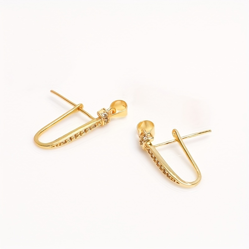 TEMU 2 Copper U-shaped Pear-shaped Jewelry Clasps Inlaid With Sparkling Synthetic Zirconia, Special Safety Clasps For Handmade Necklaces, Bracelets,