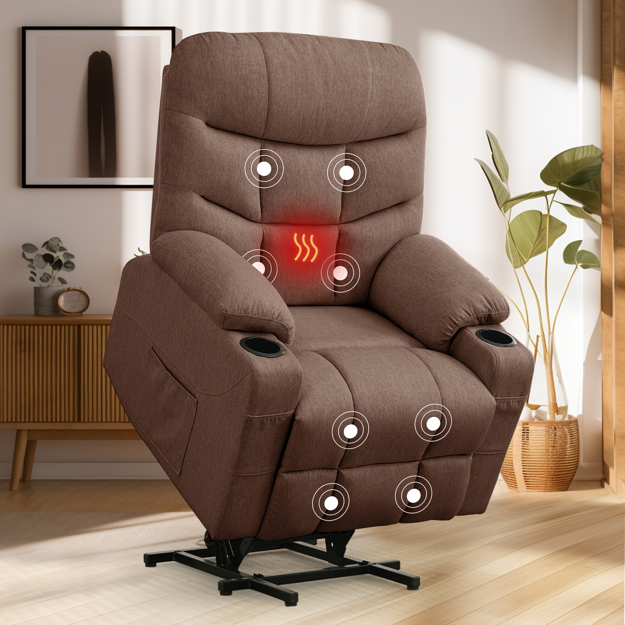 Comfortable Chair For The Living Room, Relaxation, Electric Reclining Chair, Electric Reclining Chair For Adults, Electric Lifting Chair With Heating Function, Massage Function, Electric Reclining Chair With Side Pockets