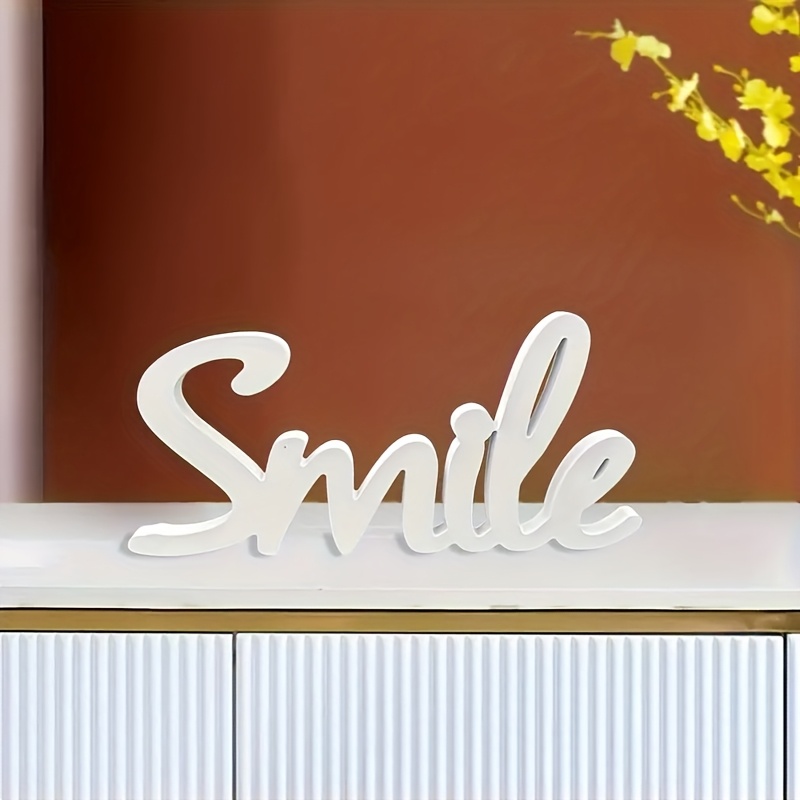 E-shop 2D-Flach, 2D-Flache lächelnde englische Buchstaben-Dekoration – Inspirierendes PVC-Schreibtisch-Ornament fürs Schlafzimmer, für Partys Geschenke