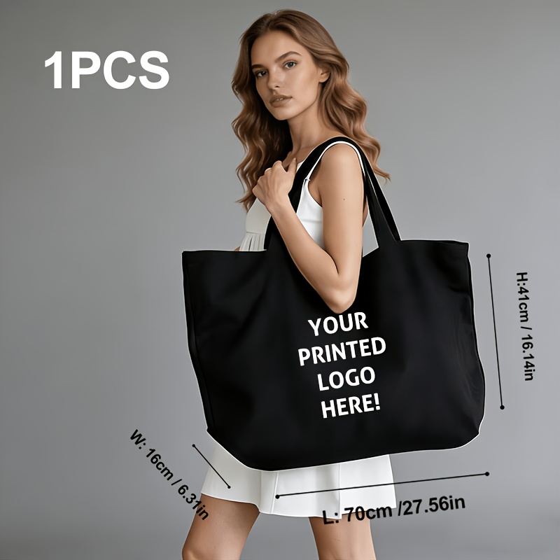 TEMU Sac fourre-tout personnalisé - Très grand, épaissi, sac à bandoulière haute , personnalisable avec photos//logos, sac en tissu réutilisable et