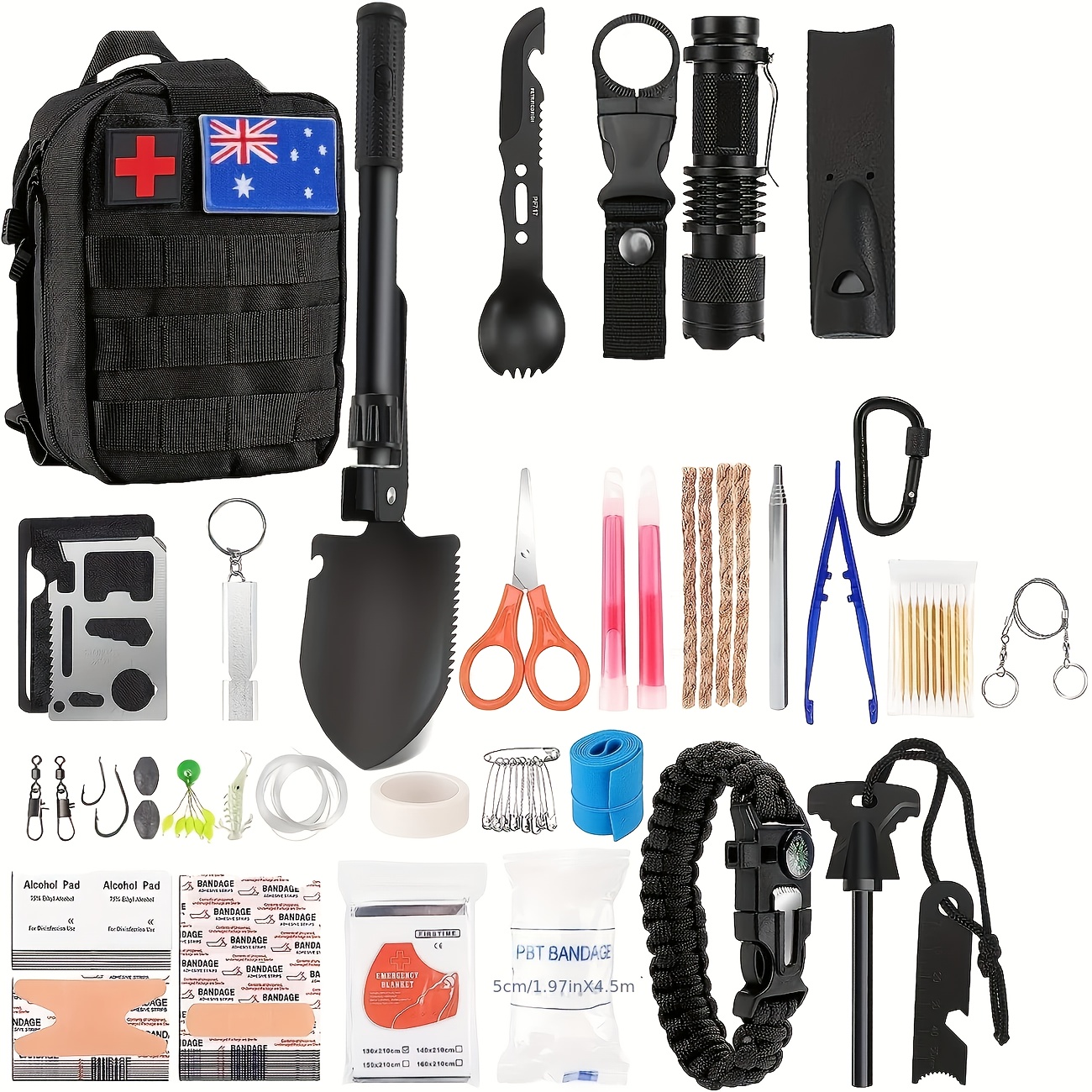 140 Survival Kits And First Aid Kits, Professional Survival Equipment And Accessories, with Bags, Suitable for Home And Outdoor Enthusiasts, Essential for Camping And Hiking, Exploration, Suitable for Men Who Like Outdoor Adventure, Father And Husban