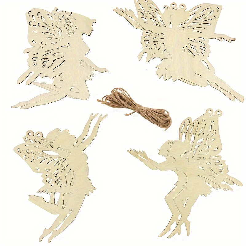 

8pcs Wood Fairy Cutouts Wooden Fairy Embellishment Hanging Ornaments Diy Fairy Craft Gift Tags For Home Party Decoration Craft Project