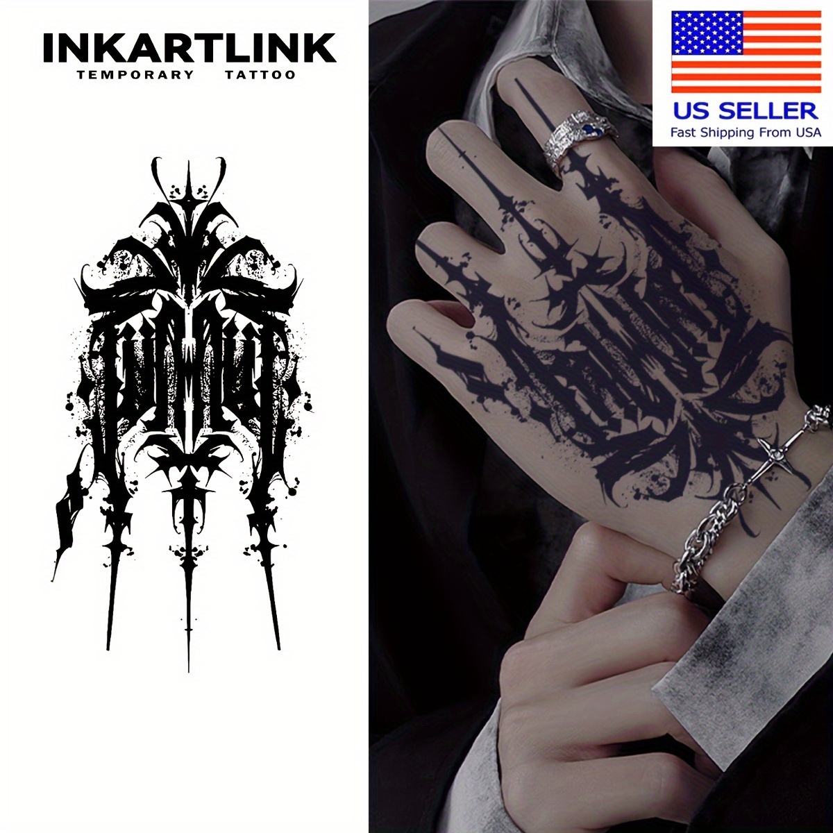 

Inkartlink Tech, 2 Sheets Extra-large Semi Permanent , Adult Art Design Temporary Tattoos, Lasts 1-2 , Waterproof, Realistic Look, No Adhesive, No ( Devil Design)