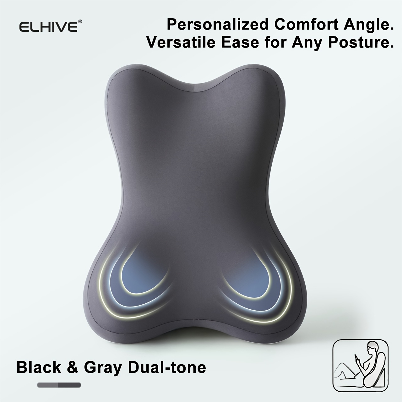 Adjustable Bed Wedge Reading Pillow - Large Memory Foam Backrest for Sitting Up in Bed - Soft C-Shaped Lounging Cushion for Headboard - Multi-Use for Phone Reading Gaming - Removable Washable Cover - Versatile Leg and Back Comfort