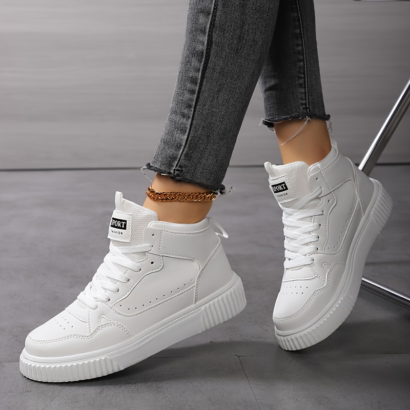 Women'S Four-Color Patchwork Design Mid-Top Sneakers, Lightweight EVA Sole with PU Upper - Breathable Fabric Lining, Round Toe Suitable for Street Style And Casual Wear (Spring/Summer Style), Fashionable Sneaker Style | Comfortable Casual Shoes