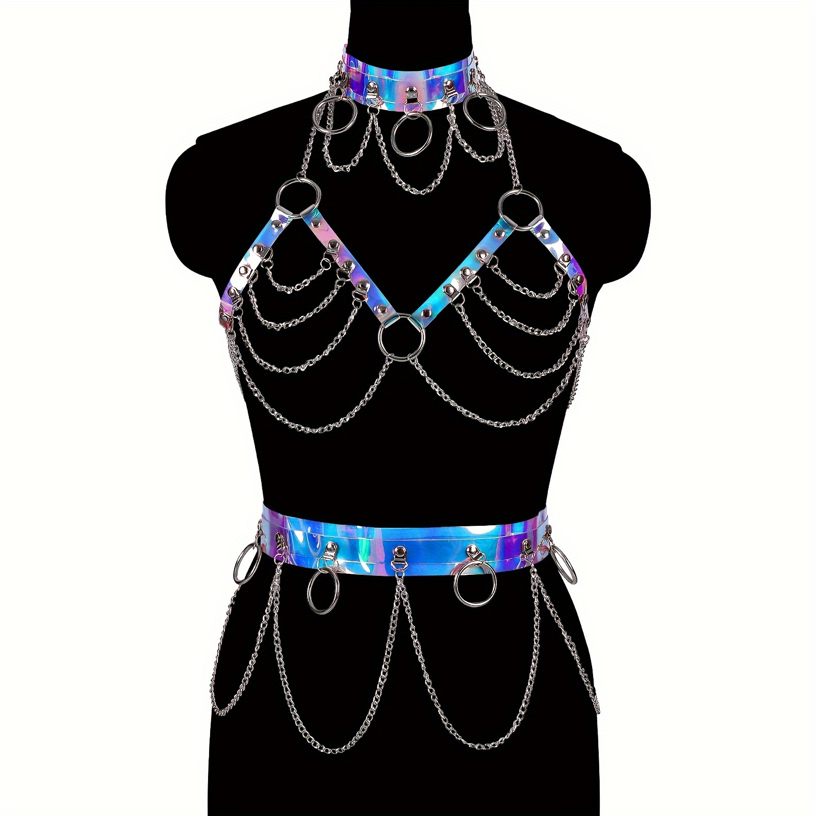 Punk Floral Leather Harness Body Waist Chain Belt Adjustable Gothic Chest 512CtHrMq1L._AC_SY350_QL65_.jpg main image 2