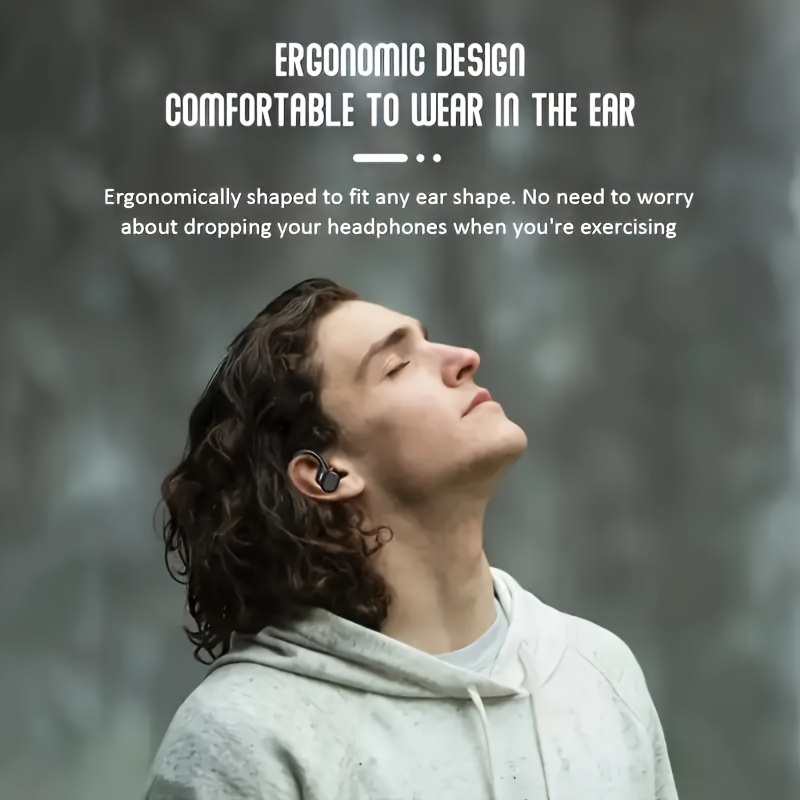 wireless headphones with built in hd microphone led screen charging box automatic pairing and long lasting   suitable for sports cycling driving and daily use ear hanging style earmuffs that are not painful when   for a long time 4