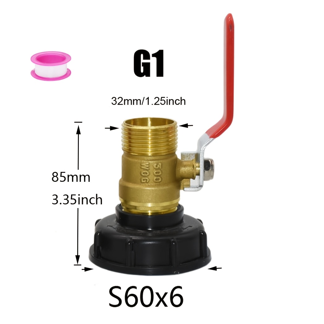 Image of Adapter With Brass Ibc Water Tank - S60x6 Coarse Thread Male Connectors Of 1/2", 3/4", And 1 Inch, Durable Rainwater Connection Kit