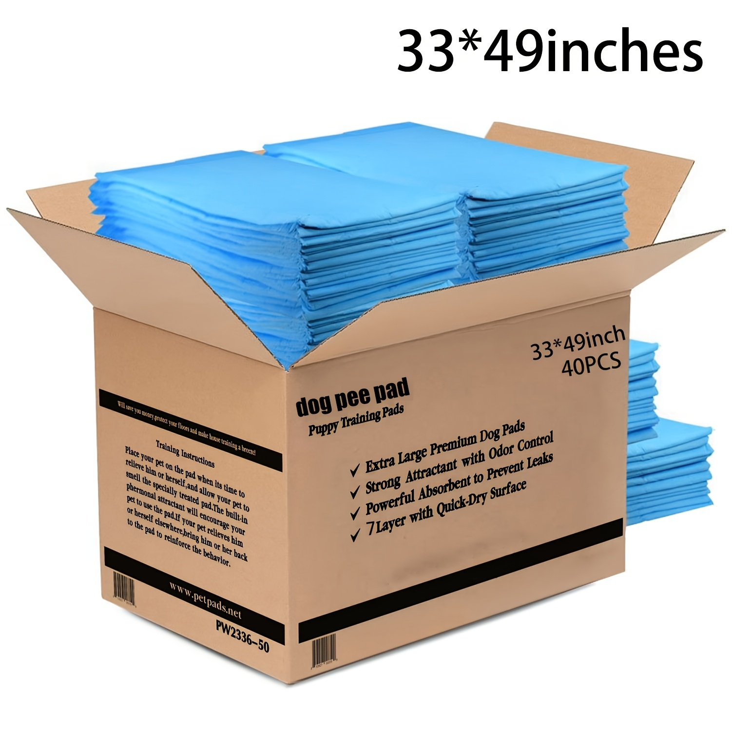 TEMU Extra Large Dog Pee Pad 33x49 Inches, Heavy-duty Thickened Layer Is Leak-proof, Super Absorbent And Quick-drying, Suitable For Toilet Training,