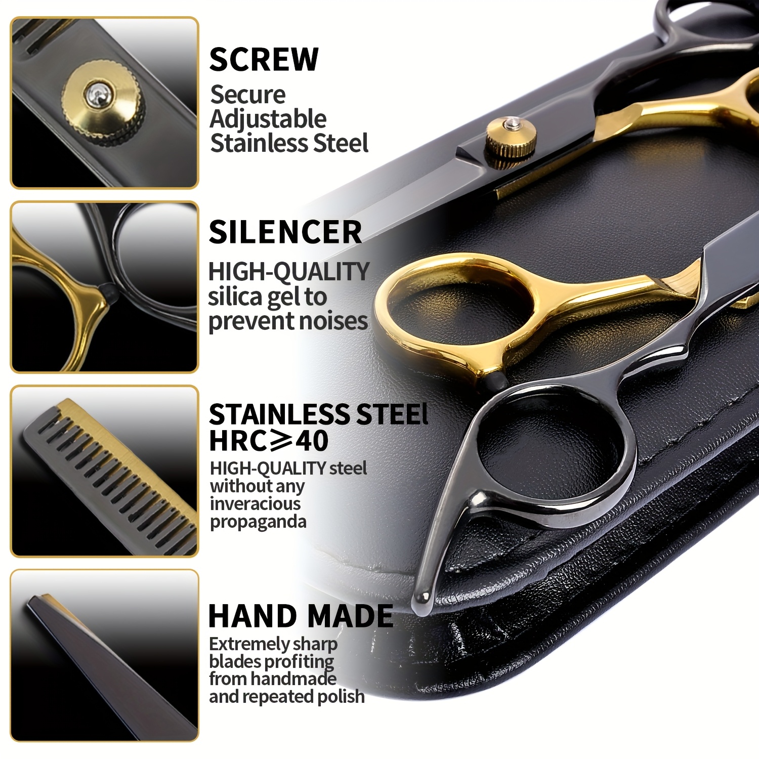 14pcs professional hair cutting scissors kit shears for men and women with thinning blending and cutting functions complete for barbers and stylists details 4