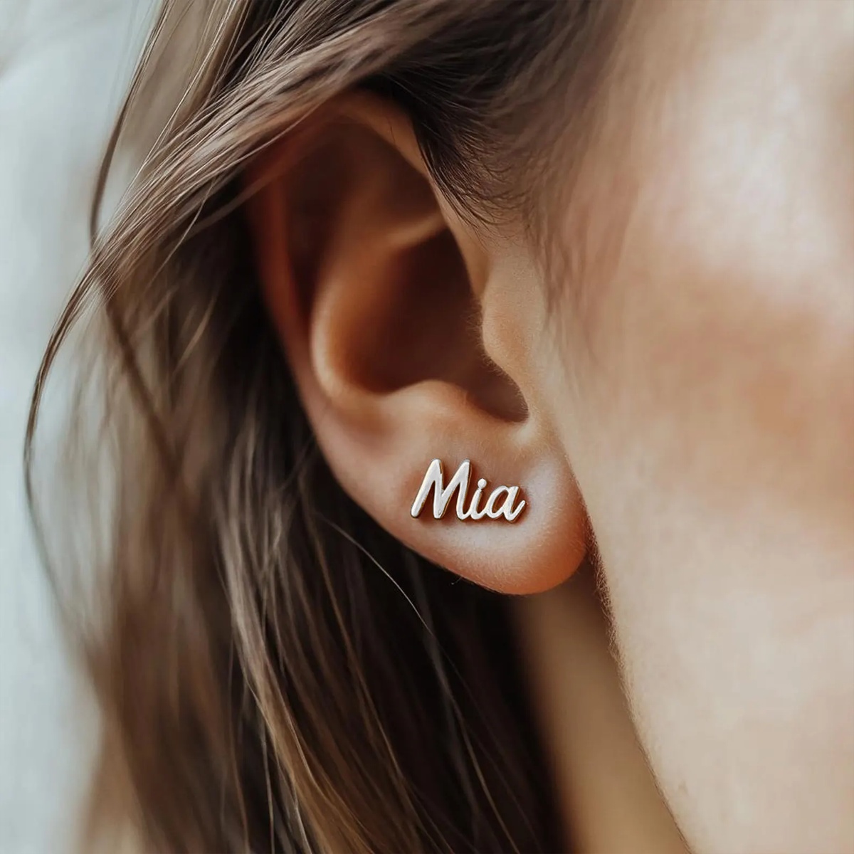 TEMU (customized Information Can Letters; Translated ) 1 Pair Of Custom Name Earrings; Women's Elegant Custom Letter Nameplate Stud Earrings