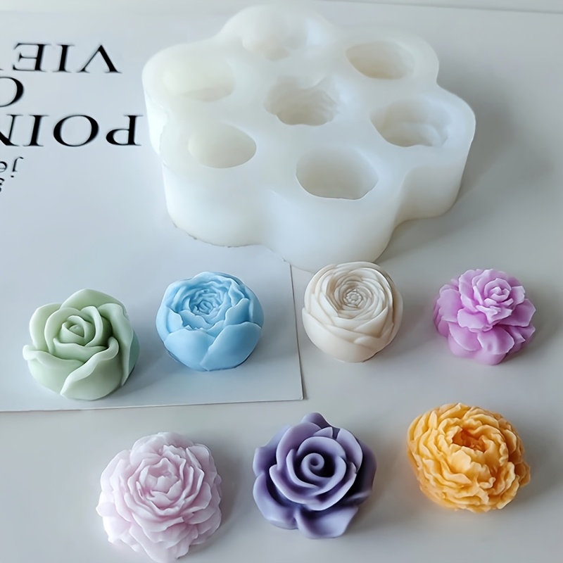 E-shop Pfingstrosen-Rosen-Silikonform mit Loch, dreidimensional, Aromatherapie-Gips-Kerze, handgemachte Umkehrformen