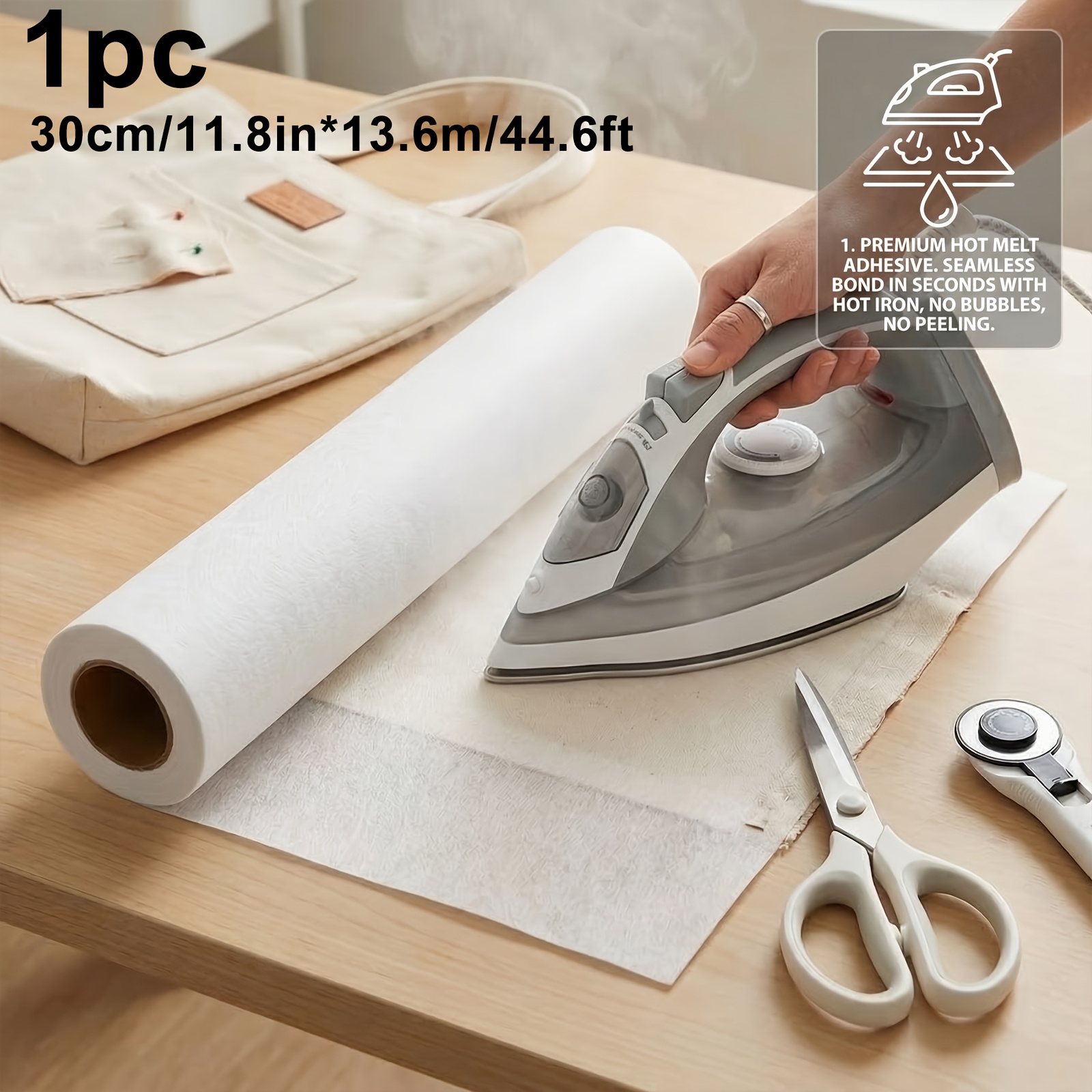 35G na kvadratni meter bela netkana tkanina za spajanje, podloga za šivanje v roli (30 cm x 13,6 m) - dvostranski stabilizator za likanje za