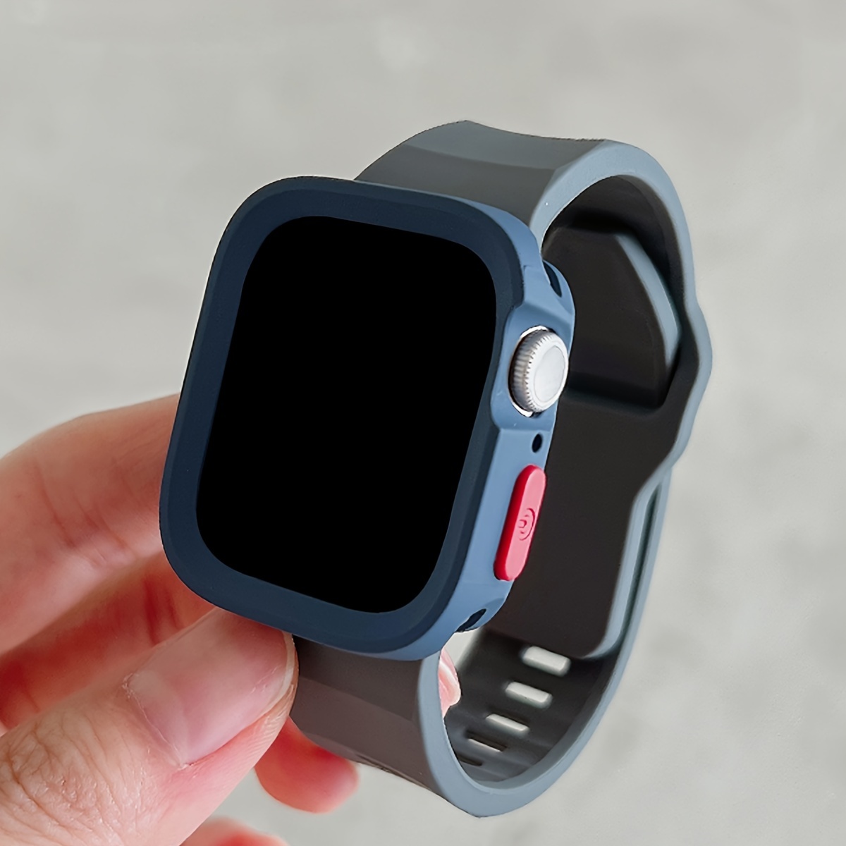 2pcs for Apple Watch Band & Case Combo - Adjustable Silicone Sport Strap with Hollow-Out Soft Protective Cover, Breathable Comfort Fit for Series 1-11/Ultra/SE, 38-49mm, Compatible with 40/41/42/44/45/46/49mm, Durable Protective Case Accessories