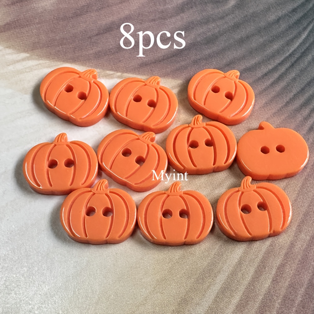 TEMU 8 piezas de botones de resina de calabaza de Halloween, botones decorativos para accesorios de bricolaje