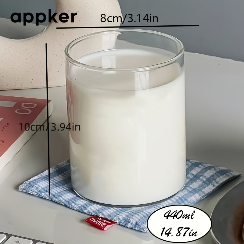 E-shop einfacher Wasserbecher, 440 ml/560 ml transparentes Glas, gerades Glas mit großem Fassungsvermögen, Saftbecher, Milchbecher, Kaffeetasse,