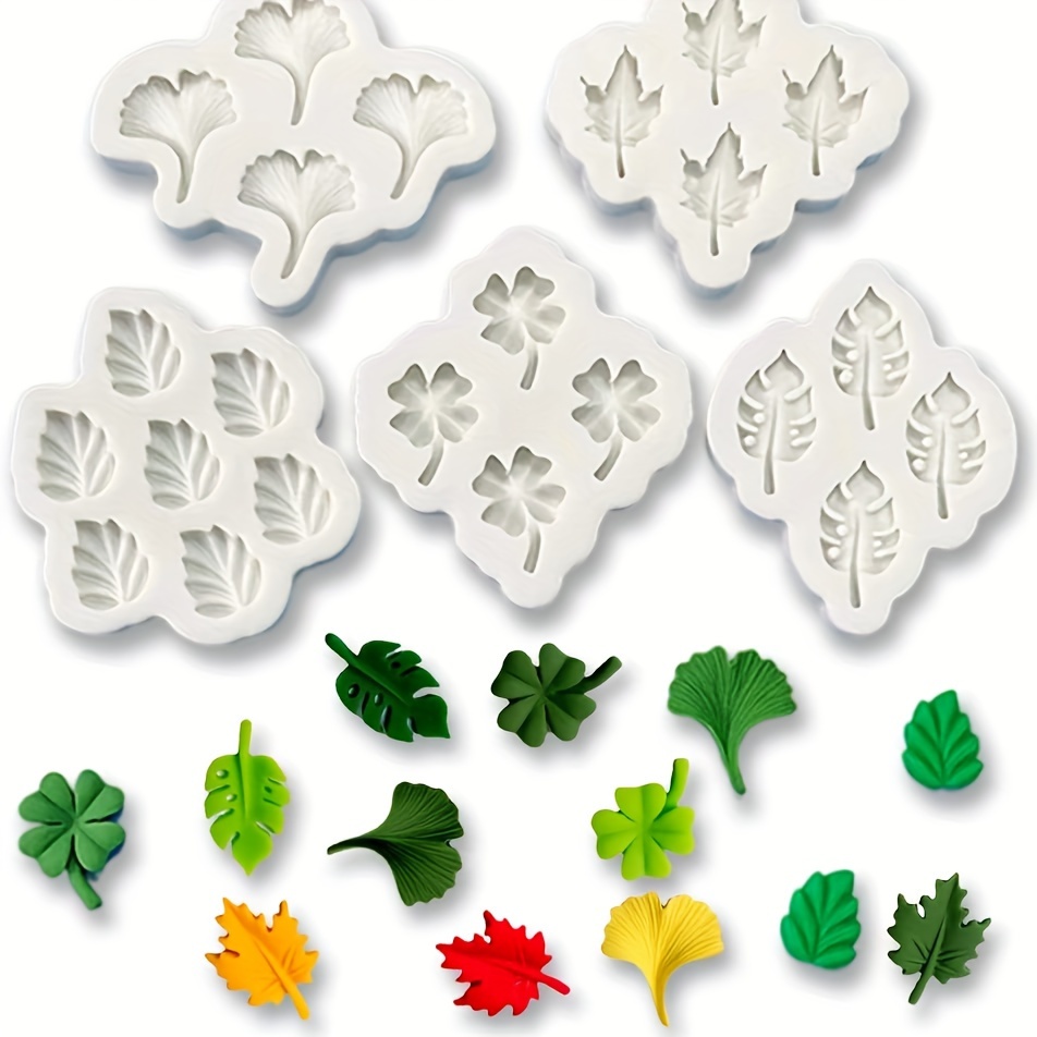 

5pcs Silicone Leaf Molds Set - Turtle Back, Clover, And More Leaf Shapes For Diy Crafts, Style Silicone Molds For Crafting