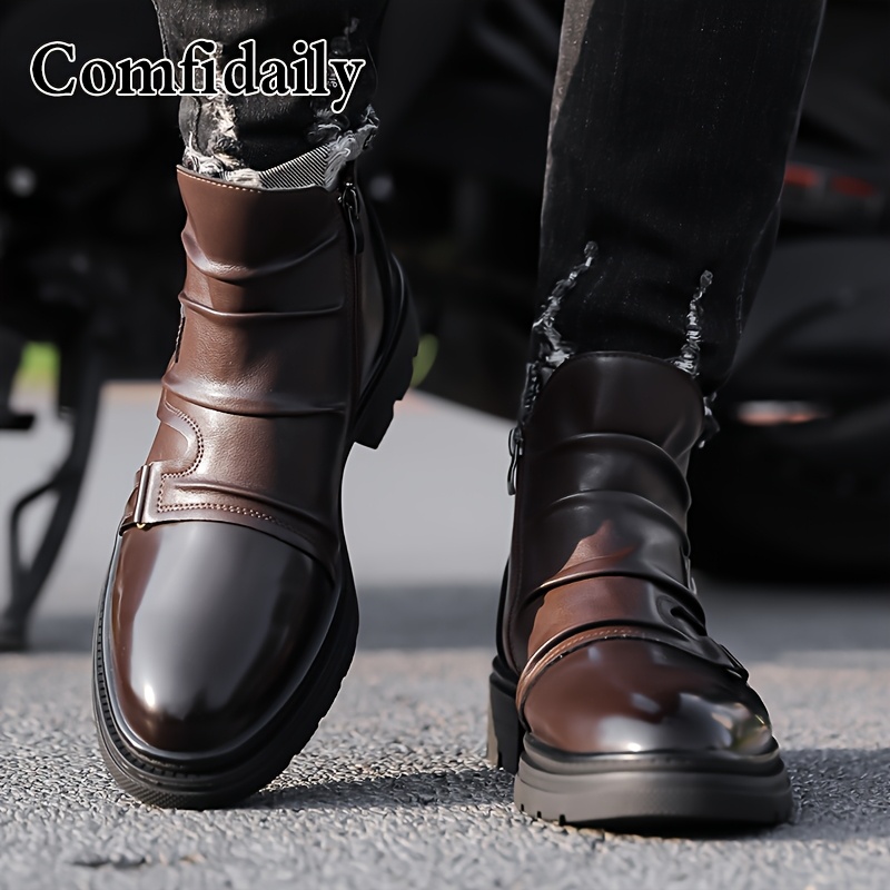 mens fashion motorcycle short boots high top anti slip wear - Temu