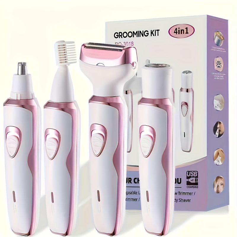 E-shop Damen Multifunktionales Elektrisches Haarentfernungsset, USB-Aufladung, Ideal für Augenbrauen, Nase, Gesicht, Beine andere Bereiche. Sanft – Das