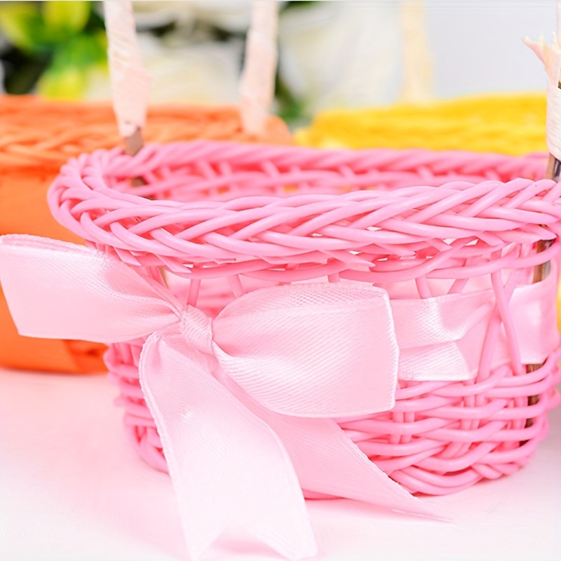 2 cestas pequeñas de mimbre con asa, cestas de flores para niñas, canastas  de ratán para bodas, cestas de regalo de boda, cestas de mimbre decorativas