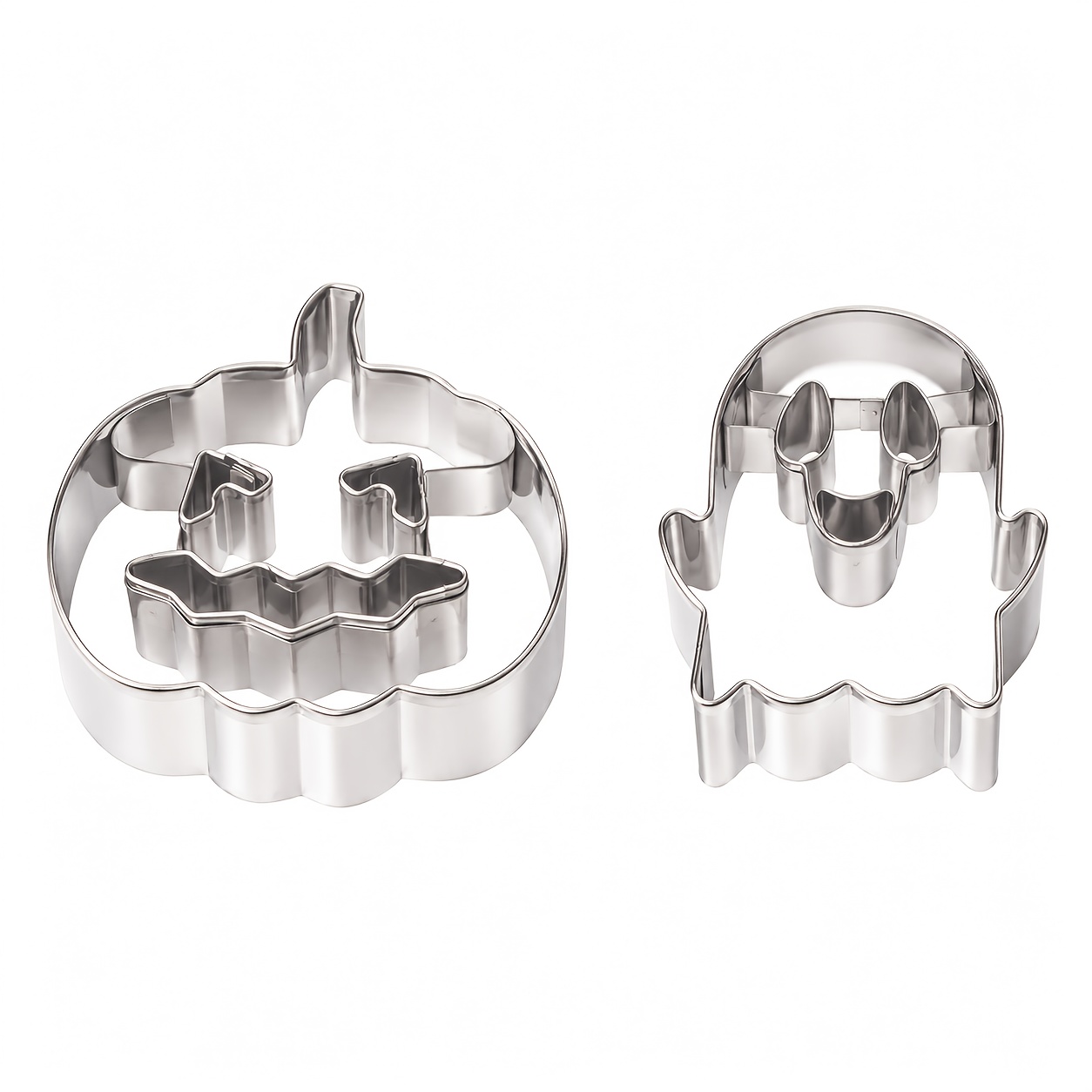 TEMU 2pcs Halloween Stainless Steel Cookie Cutters Set, Pumpkin & Biscuit Molds, Diy Fondant Pastry Cutters For Halloween Party Baking Decorations