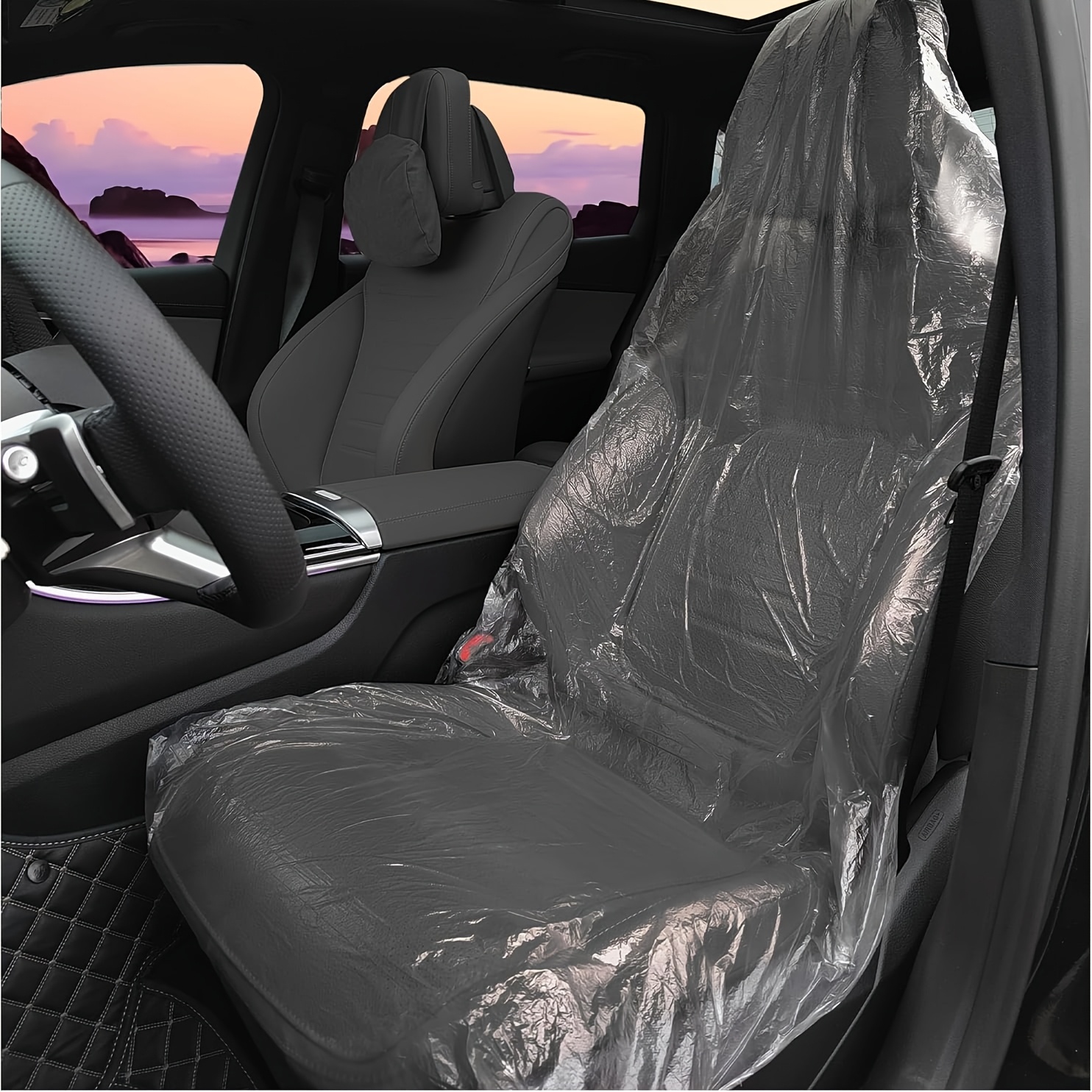 TEMU 20pcs Pack Of Disposable Car Seat Covers Provide Temporary Protection. Made Of Plastic, Help Keep Interior Clean. Universal Car Additions And