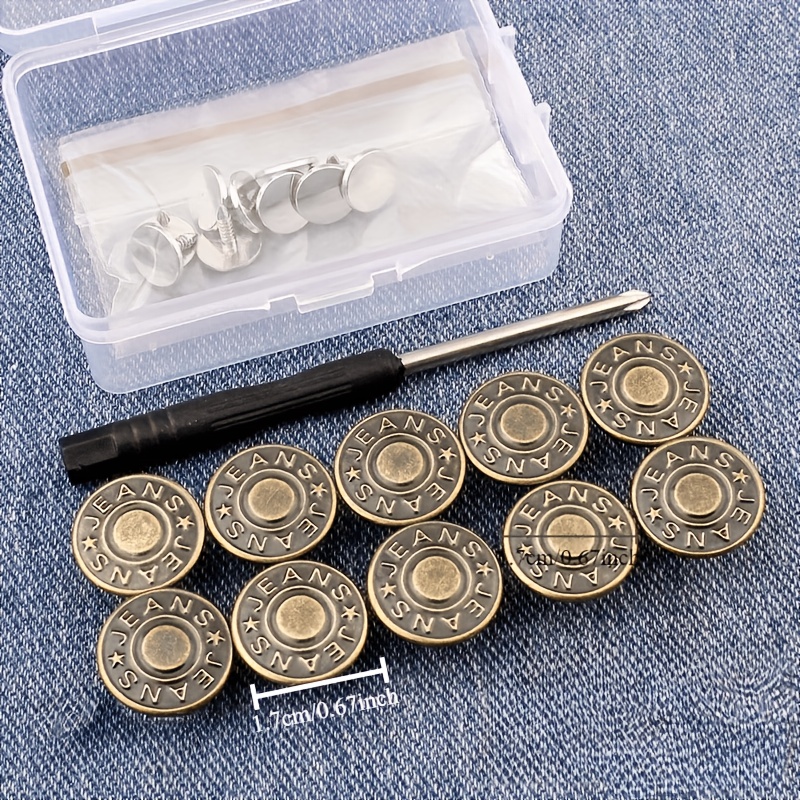 Image of 10pcs Adjustable Seamless Metal Button Set For Jeans, Jeans Belt Tightening Garment Repair And Replacement Additions For Enthusiasts And Tailors A Perfect Gift For Sewing Lovers