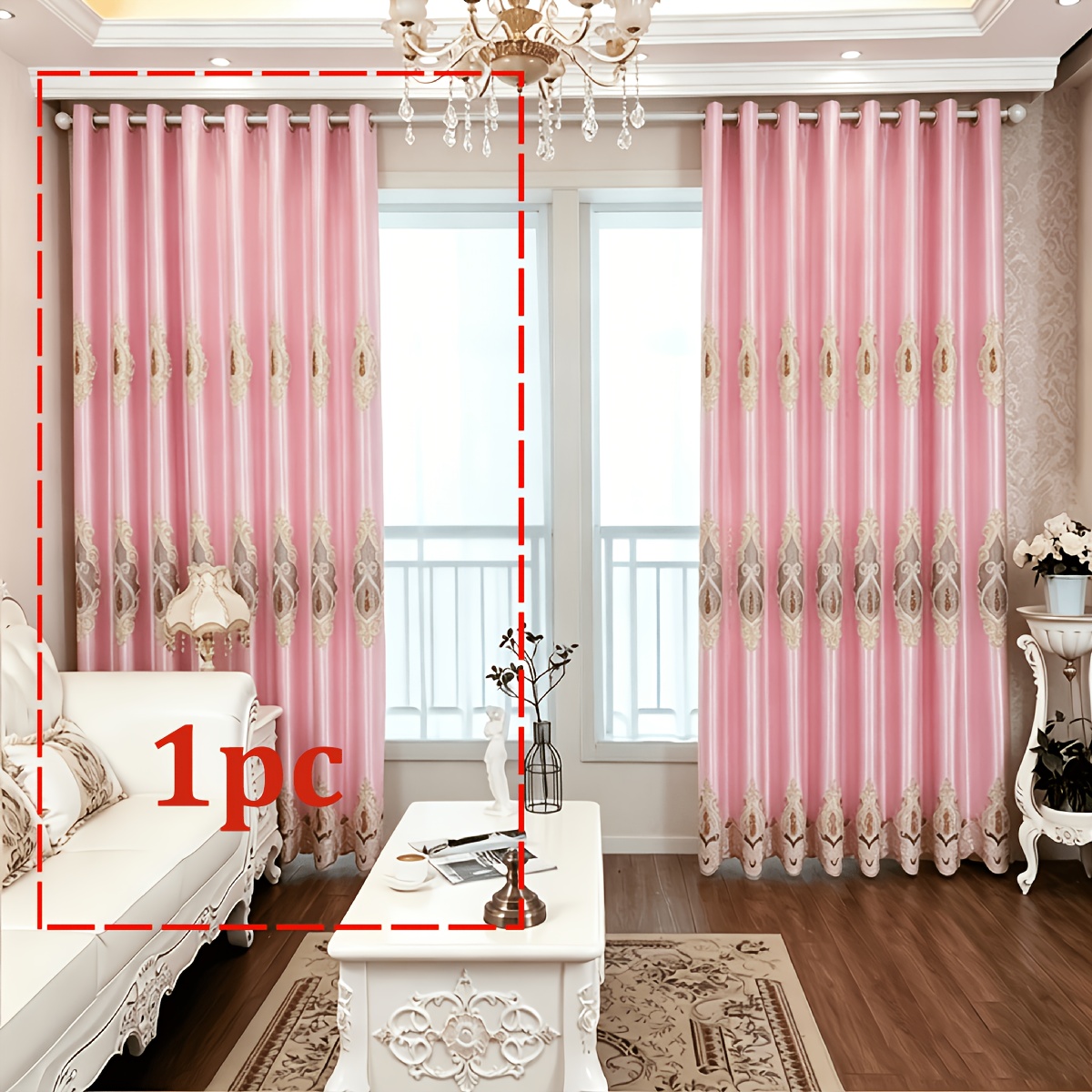 TEMU Nouveau rideau brodé, rideau occultant de style européen double épaisseur de hauteur pour salon et chambre à coucher, uniquement en 1 pièce