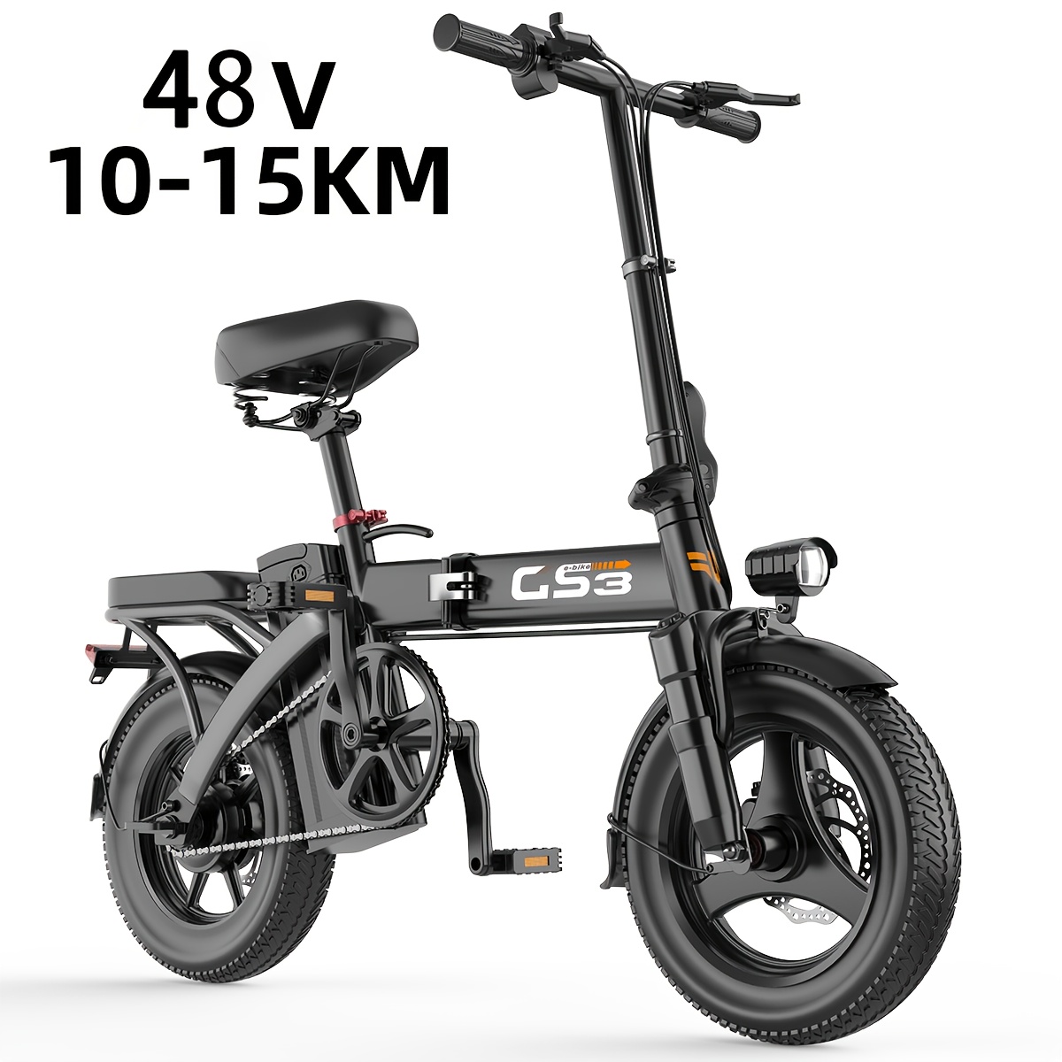 TEMU Mini bici elettrica pieghevole gamma con design e aerodinamico, 12 ammortizzatori, motore da 250W, velocit� 25KM/H, batteria da 48V, frenante a