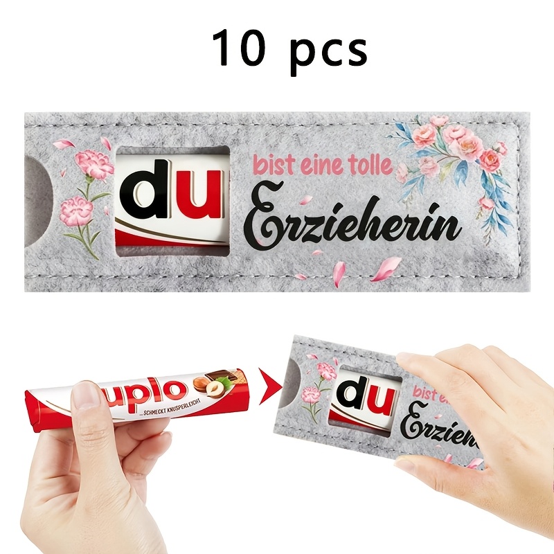 5/10pcs Felt Gift Bags, Printed With The German "du Bist Eine Tolle Erzieherin", Chocolate Bar Gift Bags, Suitable As Thank-you/farewell Gifts For Early Childhood Educators And Educators
