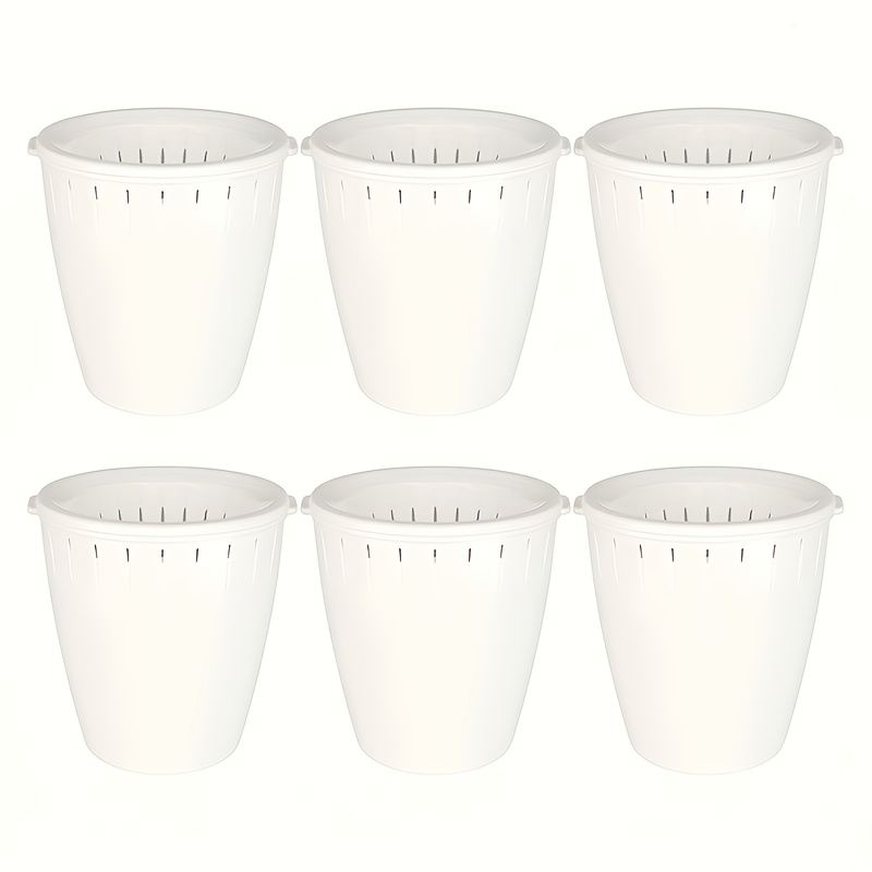 6pcs, Lazy Flower Pot White Automatic Water Absorption Storage Flower Pot Hydroponic Plastic Potted Plant, Planted Pothos, Flowers Gardening Gift Home Decor