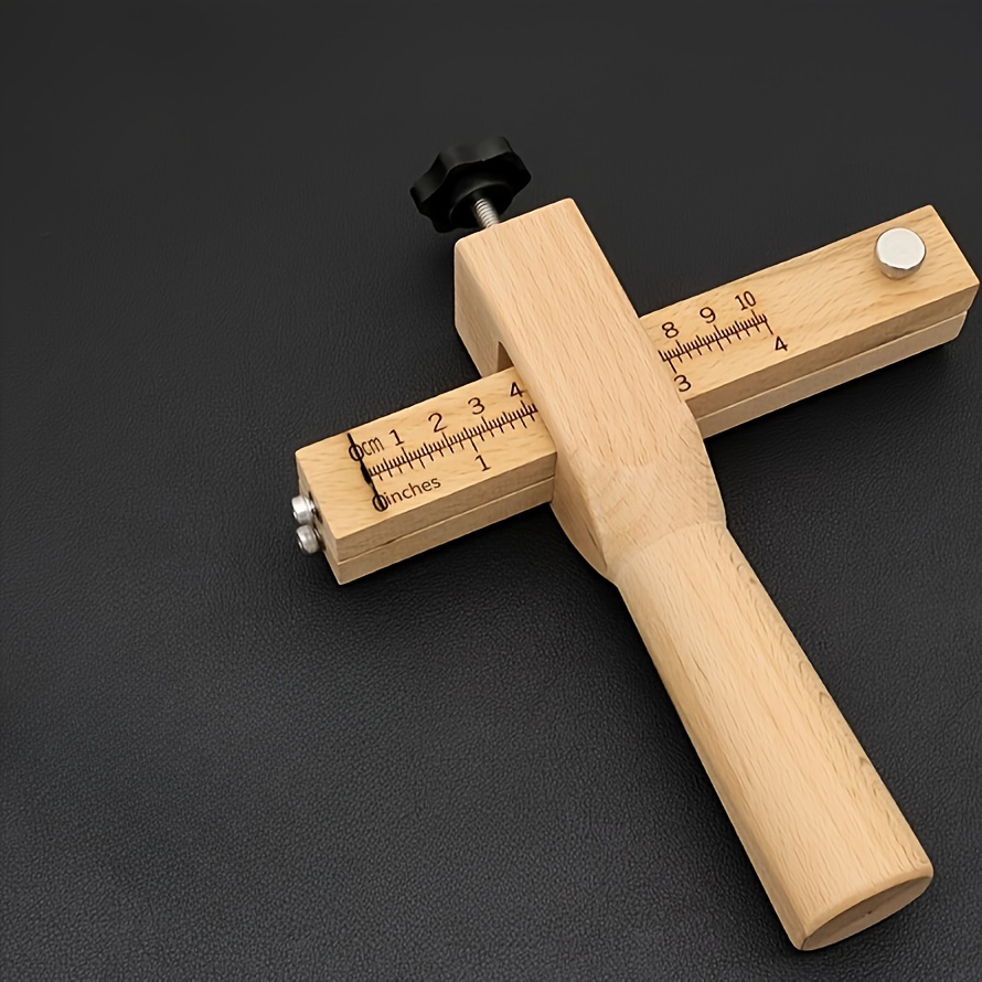 

Adjustable Leather Strap Cutter - Handheld Belt Making Tool With Wooden Handle For Craftsmen