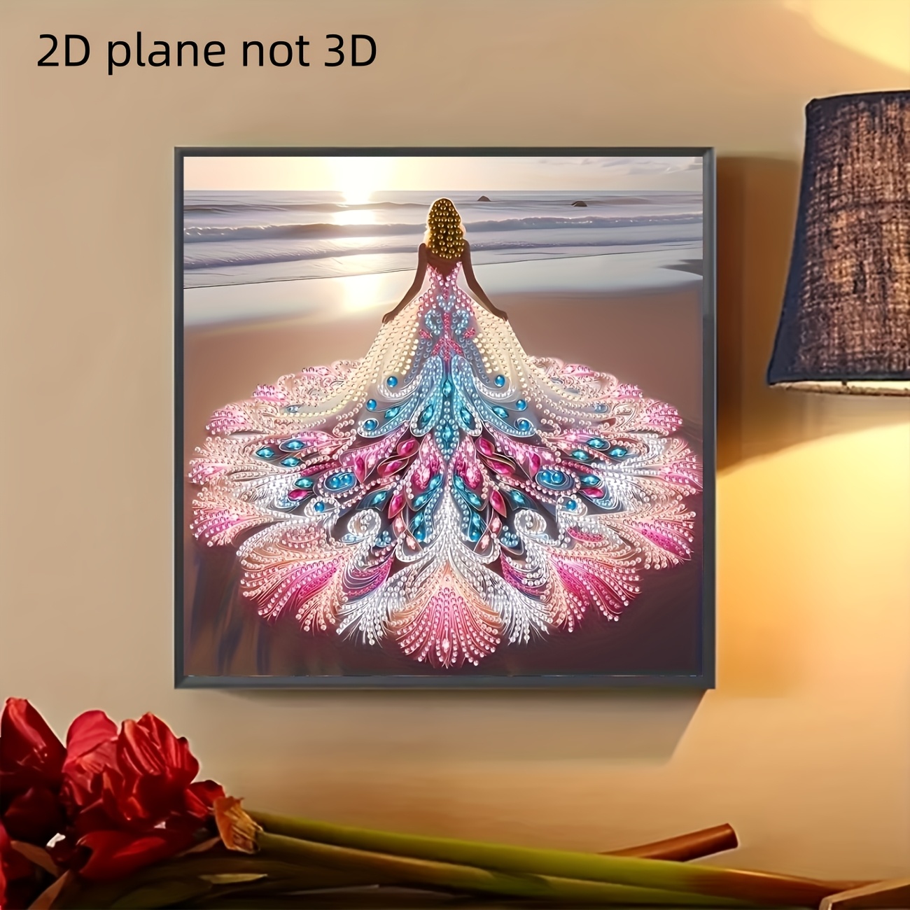 TEMU 2d Flat 5d Diy Diamond Painting Kit, 11.8x11.8 Inches - With Special-shaped Crystals And Gems, Frameless Home Wall Decoration, Perfect For
