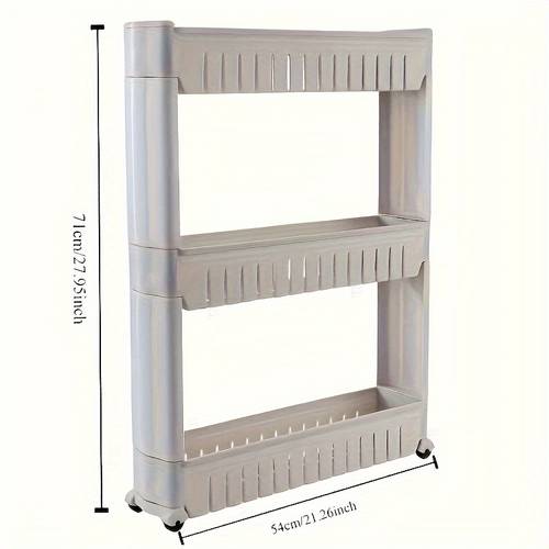 3 tier ultra narrow refrigerator edge organizer freestanding cart for bathroom and living room storage suitable for hotel home kitchen bathroom living room