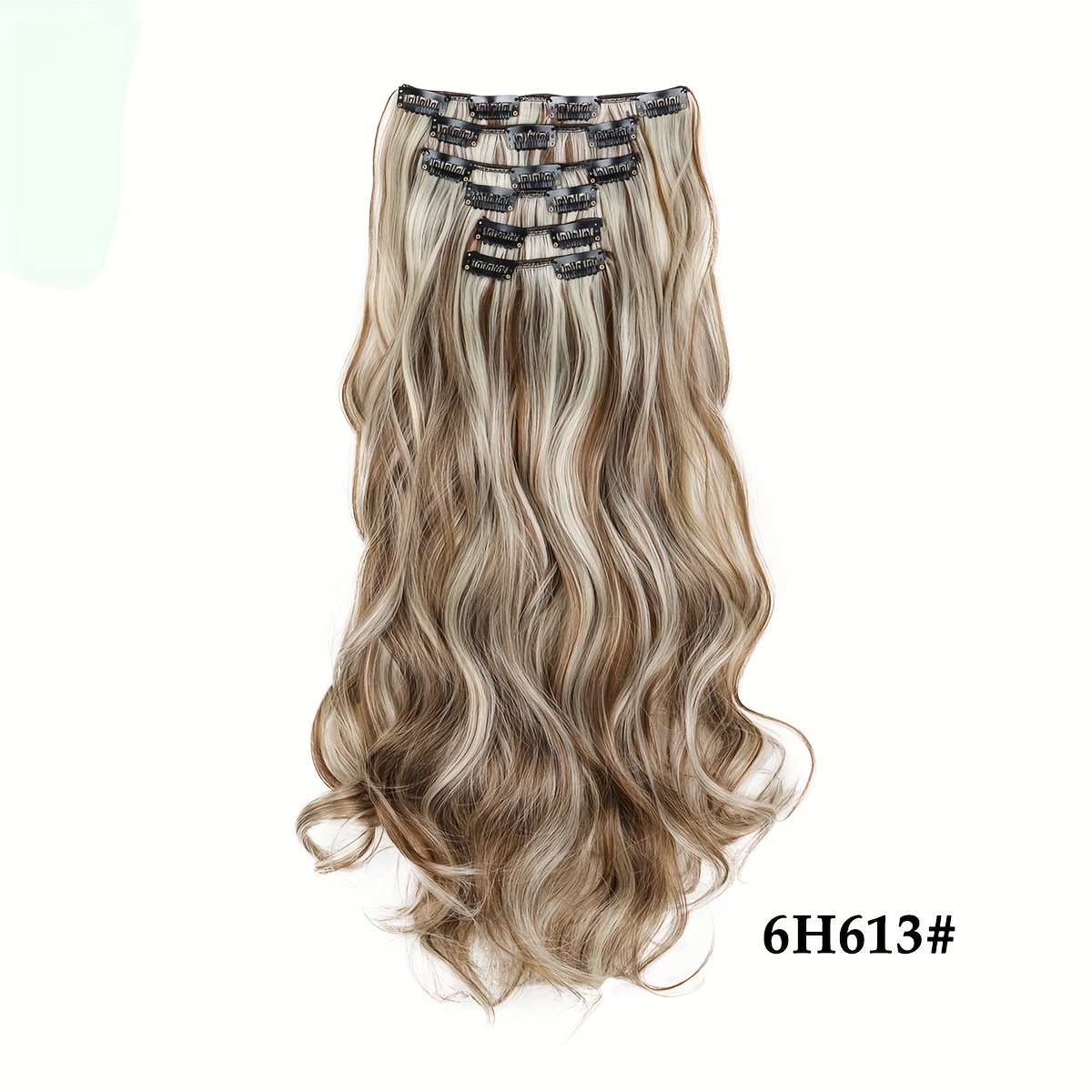 TEMU Ensemble de 6 extensions de cheveux bouclés synthétiques blonds et marron pour femmes, parfaites pour embellir l'élégance et . Un choix pour