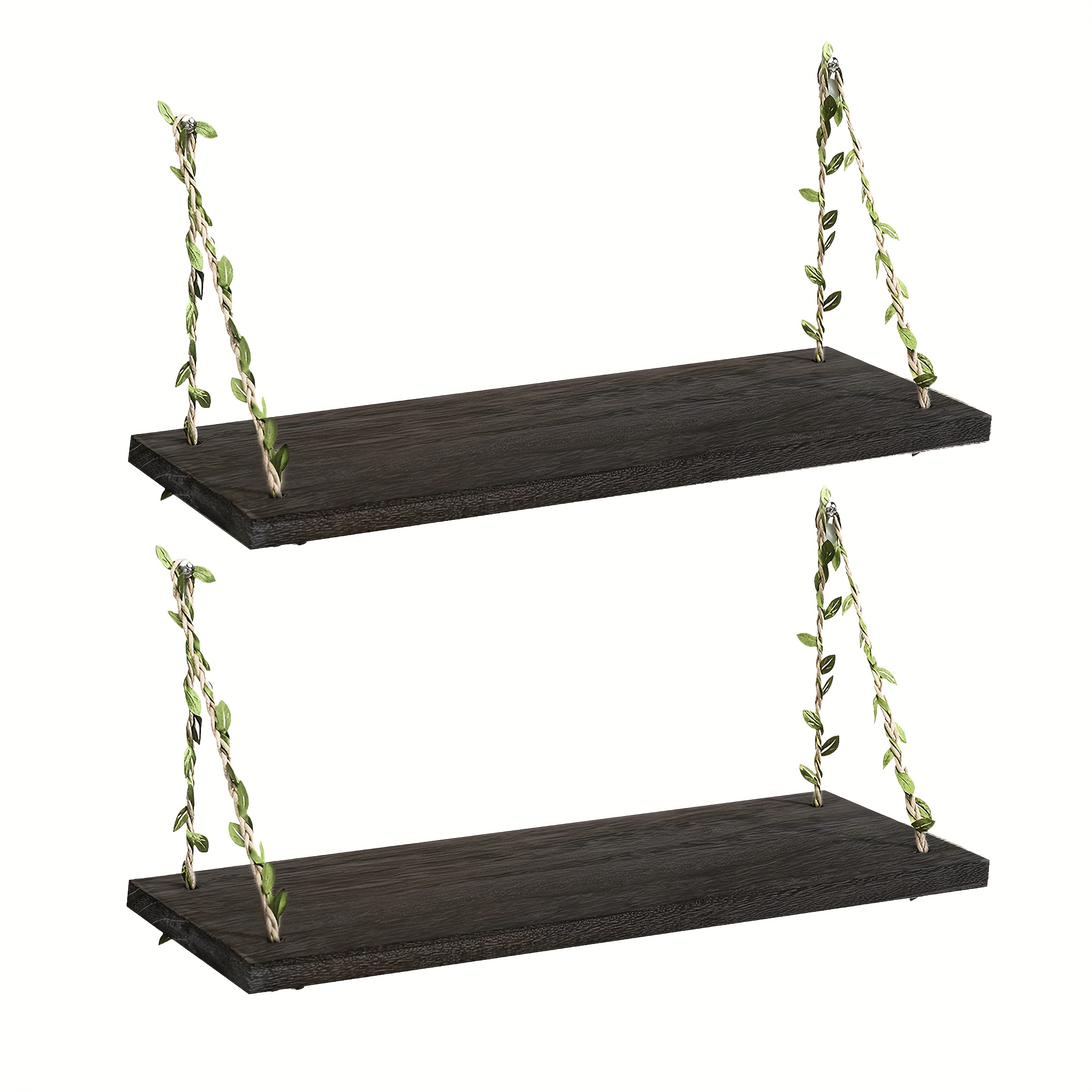 TEMU 2pcs Wall-mounted Floating Shelves - Bohemian Style Decorative Display Shelves, Home Decor Suspended Shelf With Leaf , Suitable For Living Room,