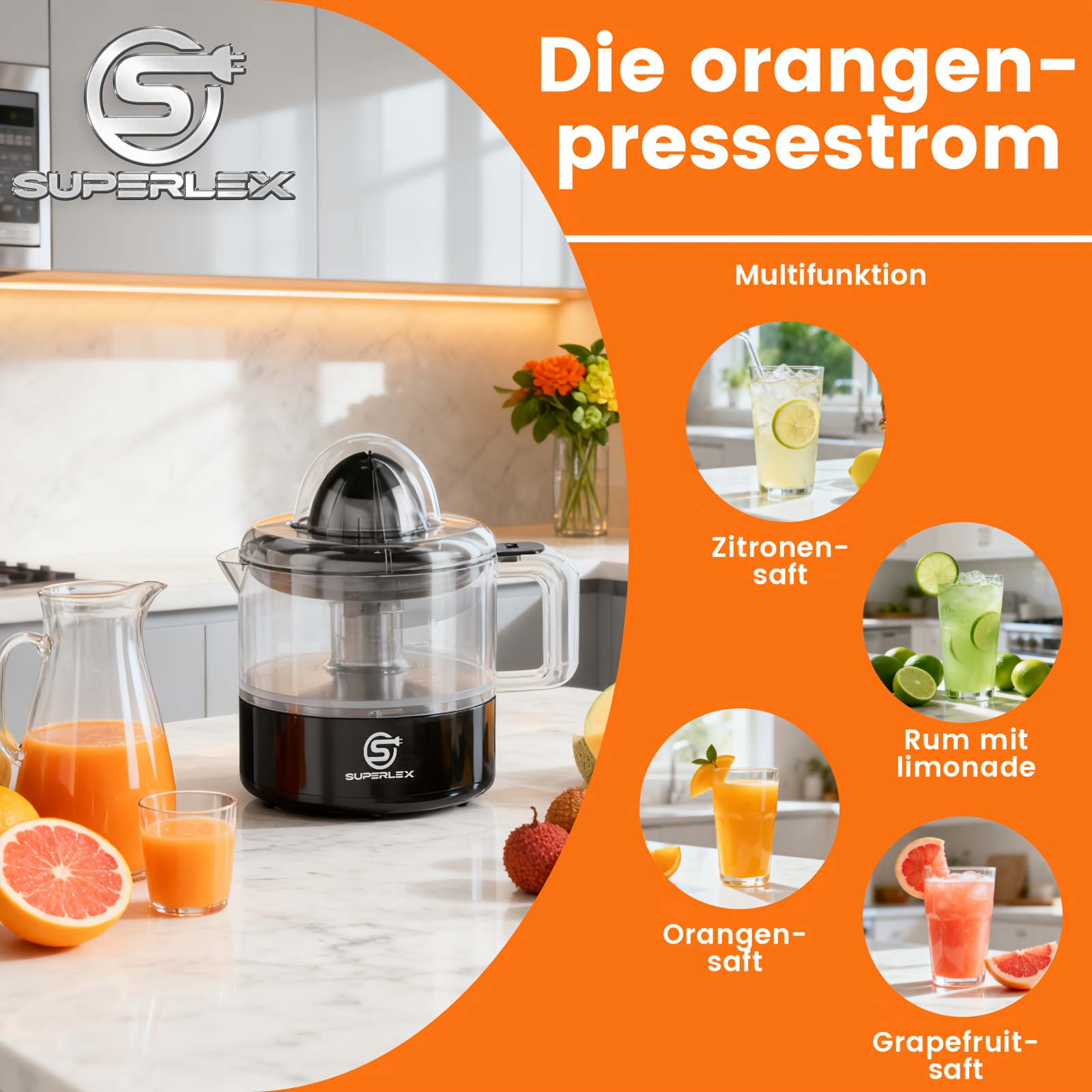E-shop SUPERLEX 30W Hochleistungs-Entsafter, maximale Geschmacksgewinnung, einfache Bedienung, langlebig leicht zu reinigen, geeignet für den privaten