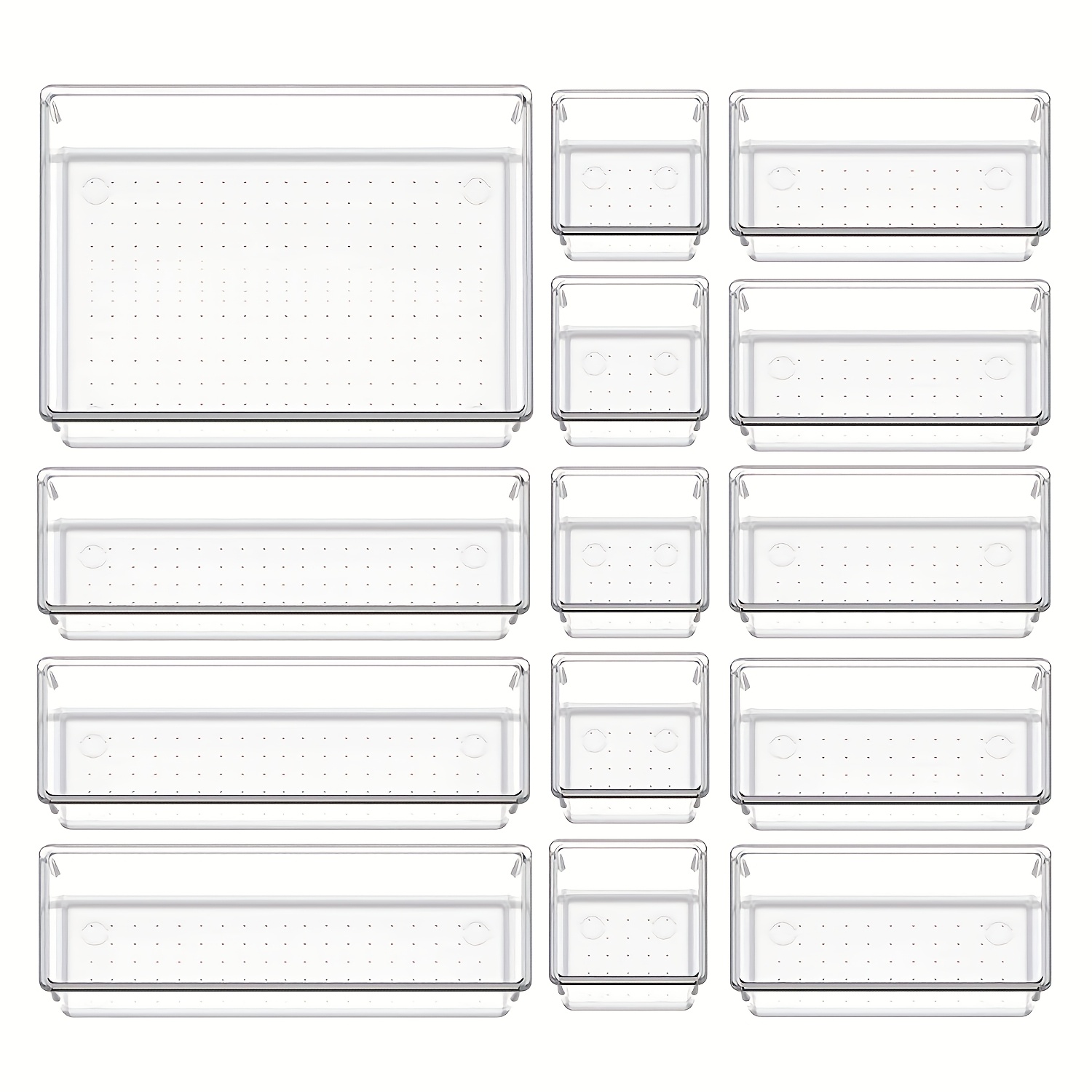 lot de 25 boîtes de rangement en plastique transparent, plateaux organisateurs empilables multi-tailles pour salle de bain, cuisine, tiroir, organisation de camping-car, polyéthylène téréphtalate, accessoires de décoration intérieure, pile de détails requis 2