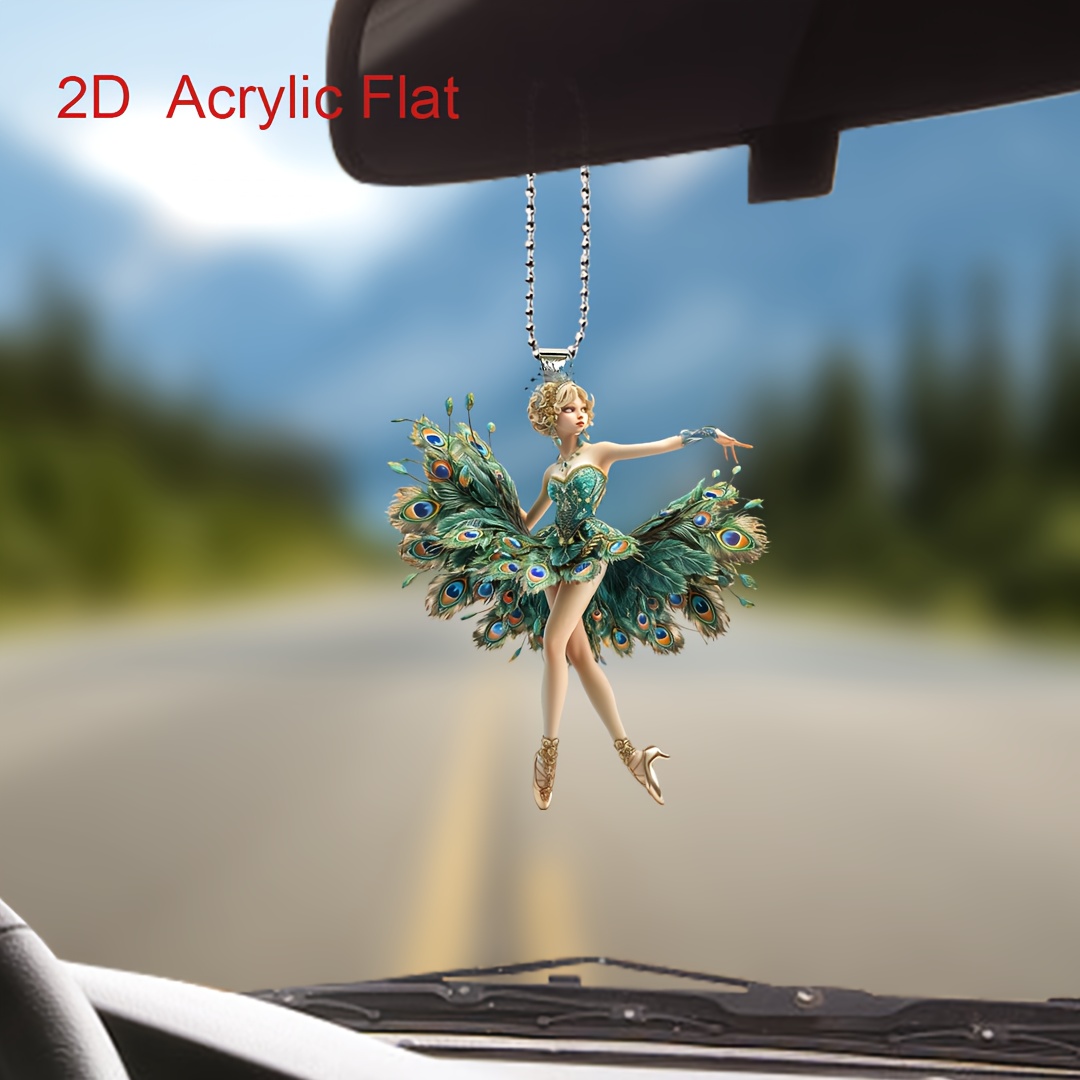 

Peacock Fairy Car Hanging Charm, Acrylic Pendant Keychain, Enchanting 2d Peacock Automobile Interior Decoration Accessory