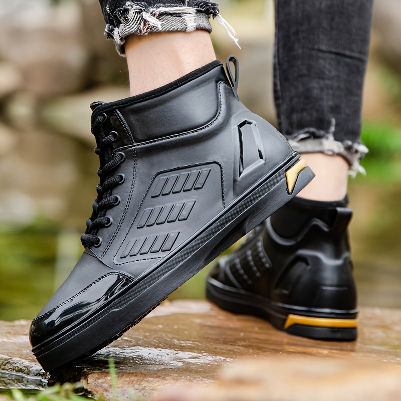 Mens Rain Boots Non Slip Wear Resistant Waterproof Ankle Rain