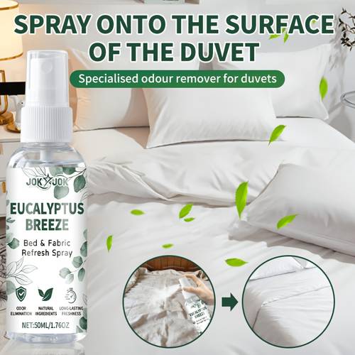 eucalyptus breeze bed fabric refresh spray natural odor eliminator for duvets pillows sheets upholstery long plant based formula 50ml