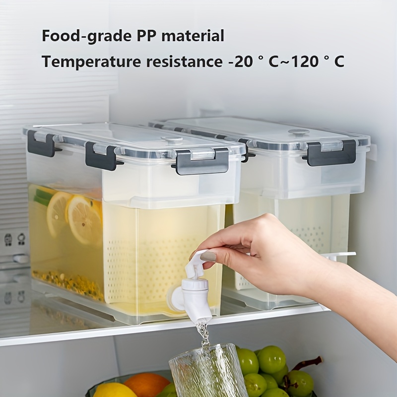 5L/3L Chilled Beverage Bucket, Water Kettle with Faucet for Refrigerators, Beverage Dispenser for Refrigerators, Fruit Tea Pot Made of PP Material, Lemon Water Container, Ideal for Parties, Weddings, Summer Events, And Home Kitchens