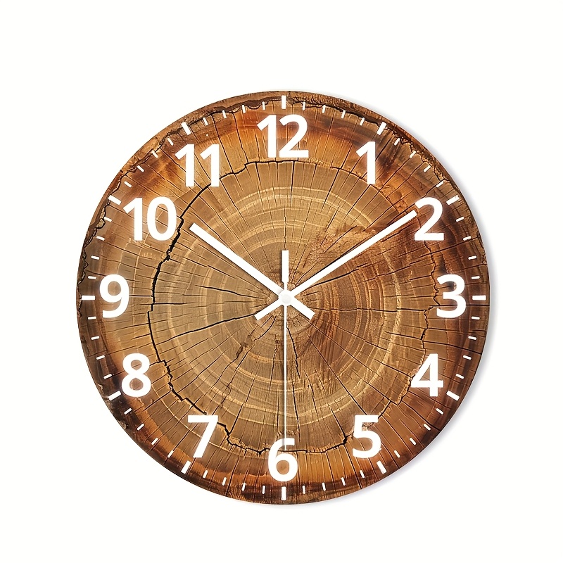 TEMU 1pc Of A Non-ticking Wooden 2d Flat Wall Clock With A Decorative Featuring A Tree Face. It Has A High-definition Glossy Lamination End, Suitable