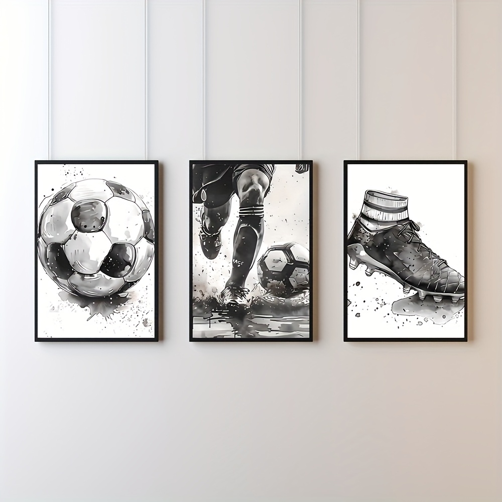 TEMU Conjunto de 3 piezas de Pósteres Mural de Fútbol y , en Deportivo Minimalista Moderno, Decoración para el Hogar , Sin