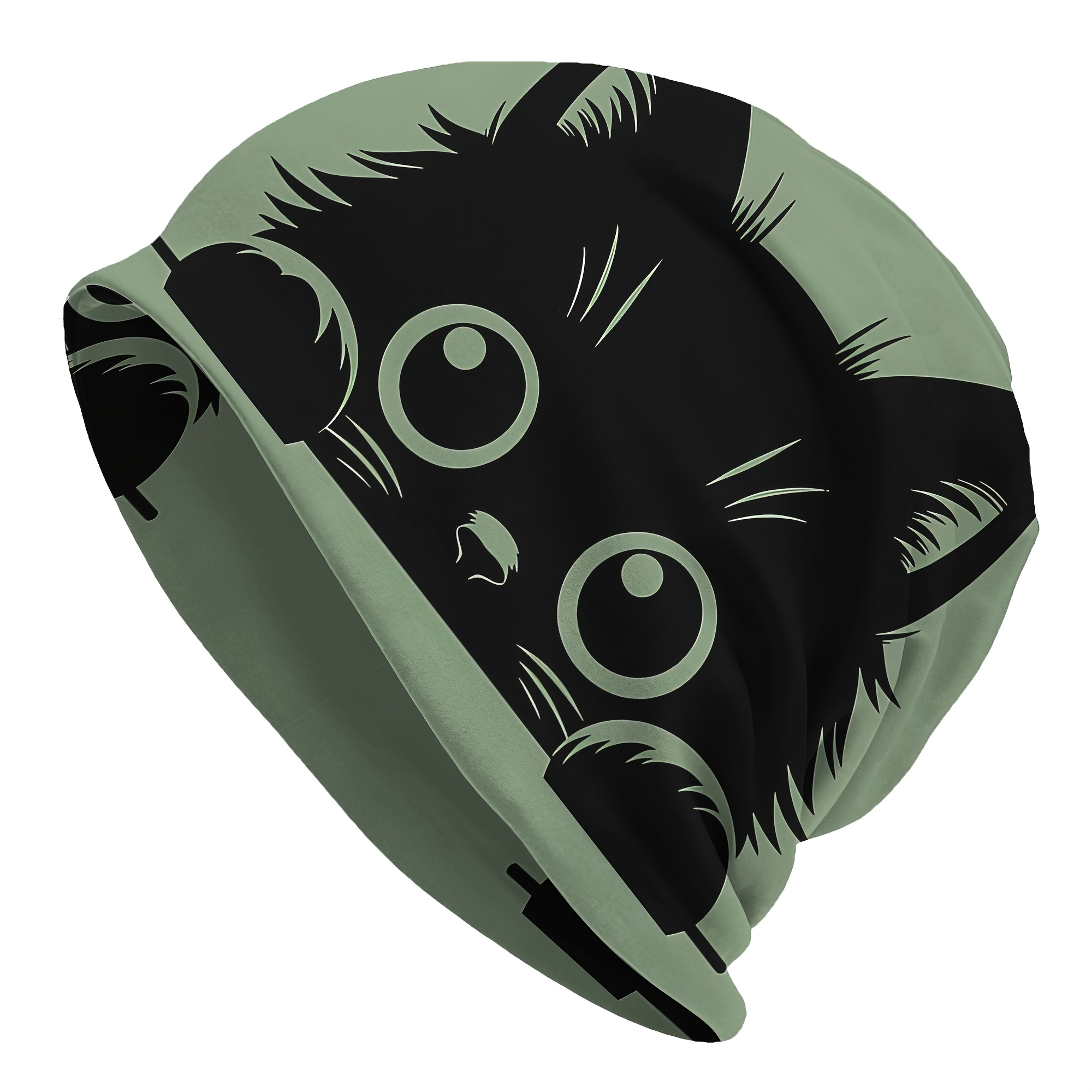 TEMU かわいいのぞき見黒猫 - スビーニーハット、のぞき見猫耳付き、快適、テーマパーティー＆カジュアルウェアに最適 - ノベルティ猫コスチュームアクセサリー（年間通して使用可能）