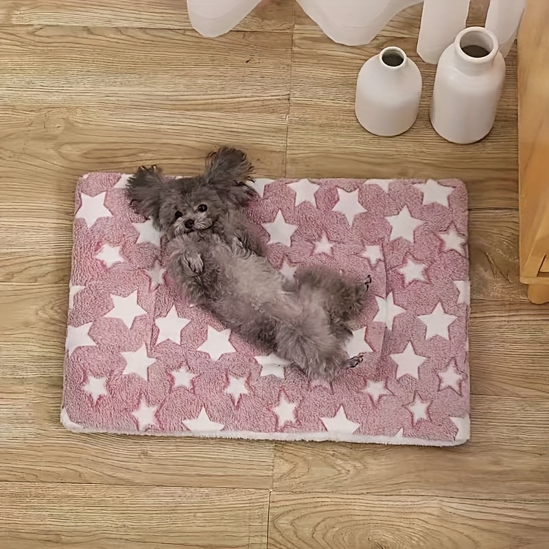 extra thick warm plush cat blanket soft polyester rectangular pet bed with star pattern cozy winter bedding for cats durable   home decor indoor   star pattern bed fluffy texture cat bed Product details 8