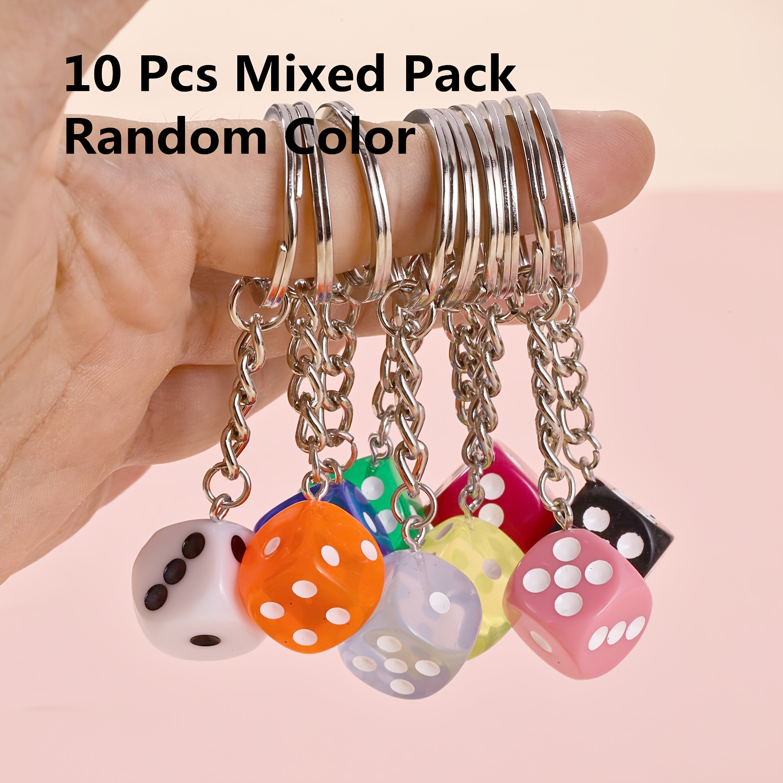 5pcs/10pcs Mixed Color Pack, Colors Are Sent . Personalized Pendant Dice Keychain, Bag Keychain Mobile Phone Rope And Other Pendants