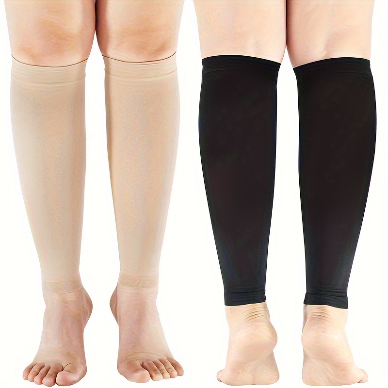 Compression Leg Sleeves for Running, Basketball, and Riding - 15-21mmHg  Pressure, Class 1 Varicose Vein Support, Plus Size Calf Socks - Unisex