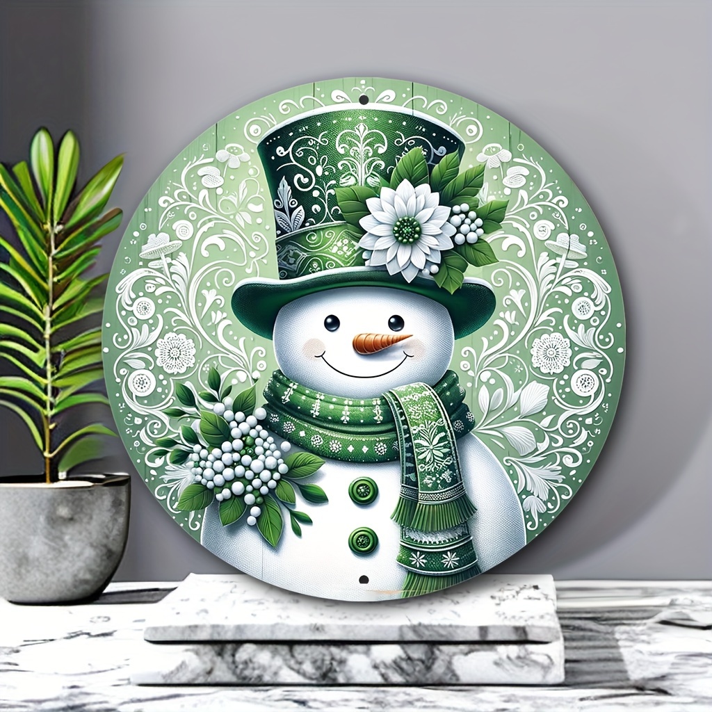 

Snowman Wreath - 8"x8" Round Aluminum Decor For , , &